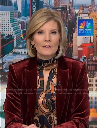Kate's black floral keyhole dress and red velvet blazser on NBC News Daily