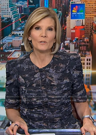 Kate's blue print ruched top on NBC News Daily