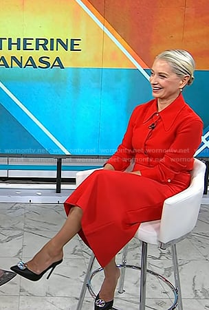 Katherine Lanasa's black crystal mules on Today