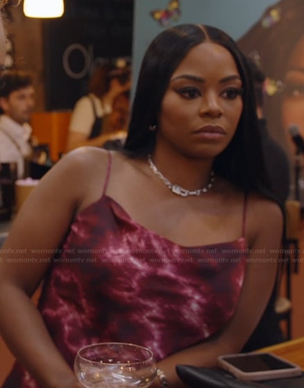 Keiarna's pink tie dye cami on The Real Housewives of Potomac