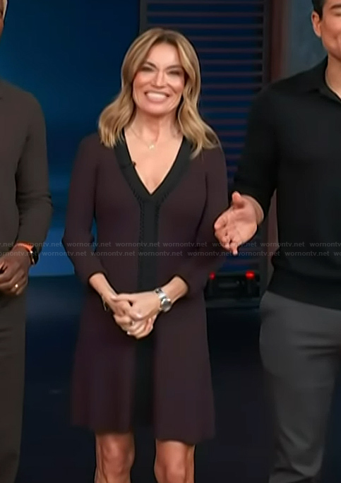 Kit's burgundy mini dress on Access Hollywood