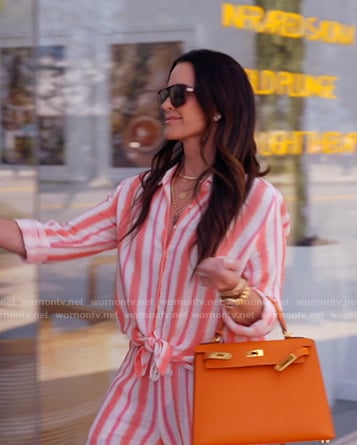 Kyle's pink striped shirt and pants on The Real Housewives of Beverly Hills