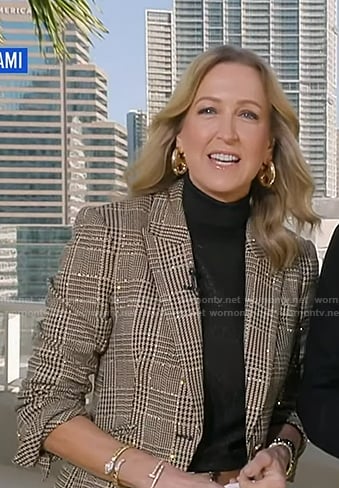 Lara's beige houndstooth embellished blazer on Good Morning America
