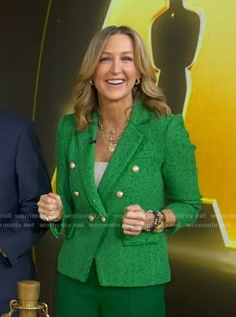Lara's green tweed blazer on Good Morning America