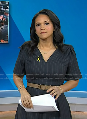 Laura's pinstripe v-neck dress on Today
