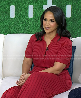 Laura's red ribbed polo dress on Today