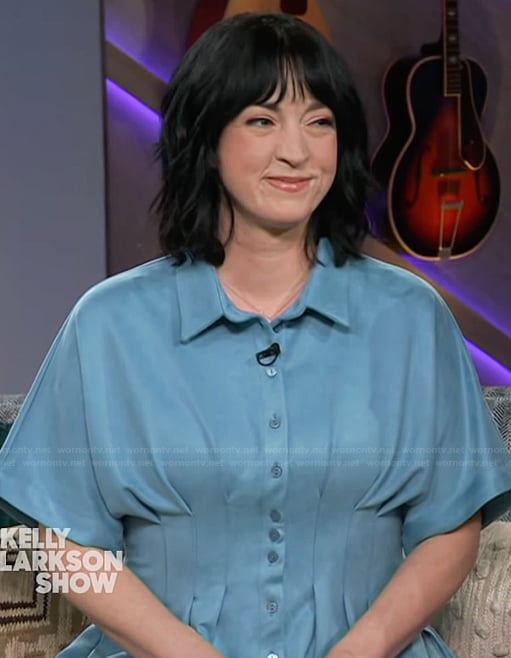Lauren's blue corset mini dress on The Kelly Clarkson Show