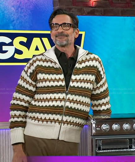 Lawrence Zarian's fairisle cardigan on The Kelly Clarkson Show