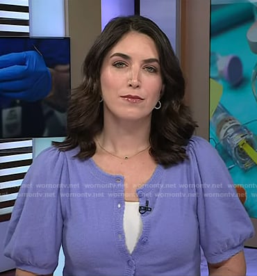 Liz's blue puff sleeve cardigan on Today