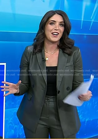 Liz's green leather blazer and pants on Today