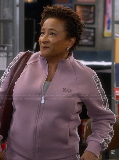 Lucretia's pink track jacket on The Upshaws