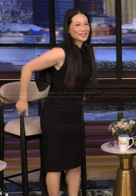 Lucy Liu's black bow back dress on Live with Kelly and Mark