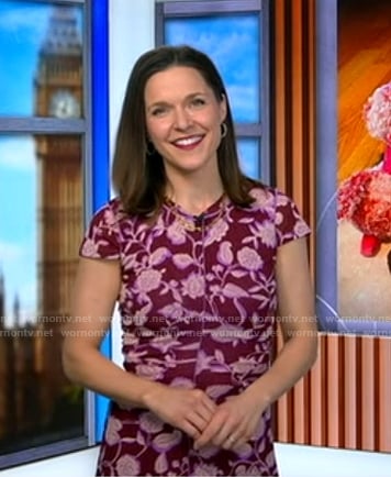 Maggie's pink floral short sleeve dress on Good Morning America