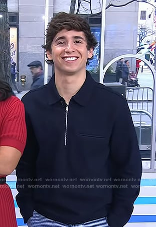 Marcello Hernández's navy half-zip sweatshirt on Today