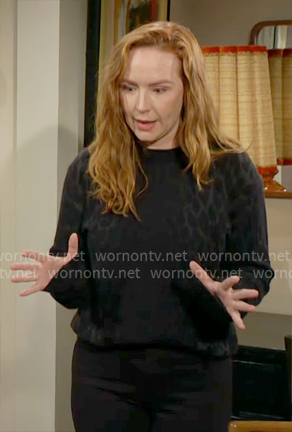 Mariah's black leopard print sweater on The Young and the Restless