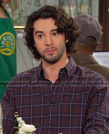 Mark's brown plaid button down shirt on Days of our Lives