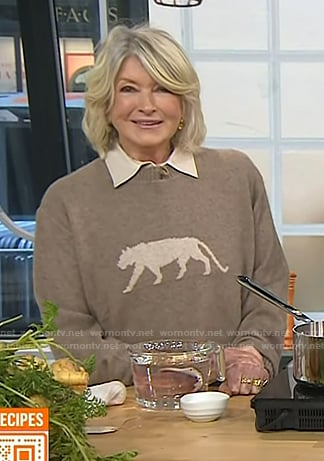 Martha Stewart's beige animal print sweater on Today