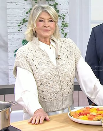 Martha Stewart's open knit zip front cardigan on Today