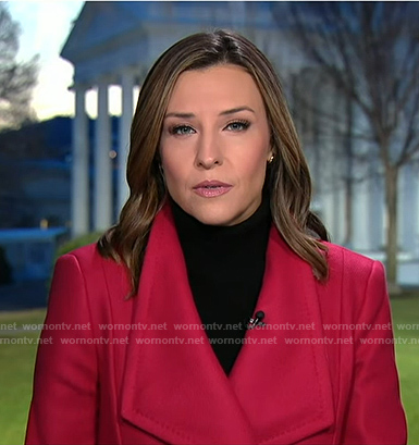 Mary's pink wrap coat on Good Morning America