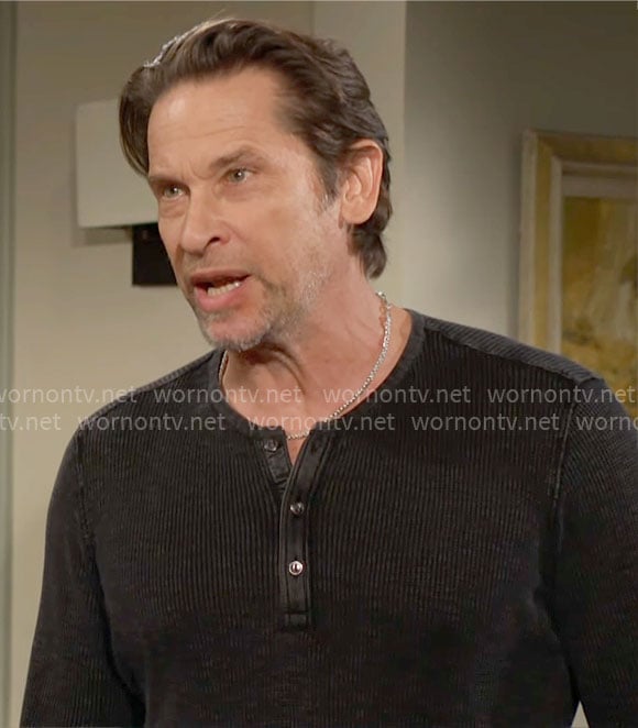 Matt's black henley tee on The Young and the Restless