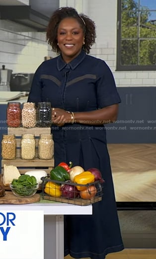 Maya Feller's denim midi dress on Good Morning America