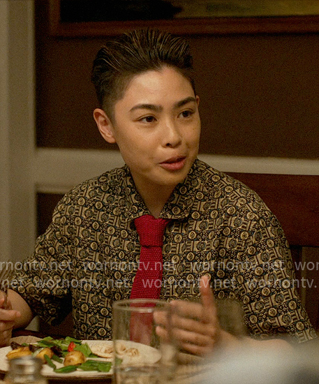 Nico's geometric print shirt on Will Trent