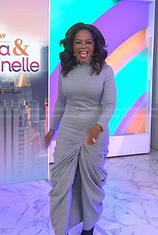 Oprah's grey draped knit dress on Today