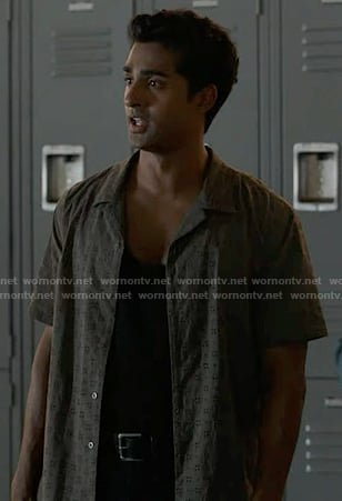 Ravi's grey eyelet short sleeve shirt on 9-1-1