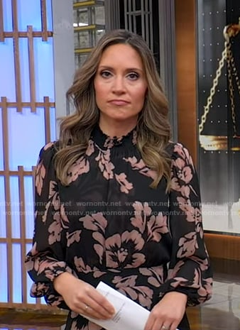 Rhiannon's black and pink floral print dress on Good Morning America