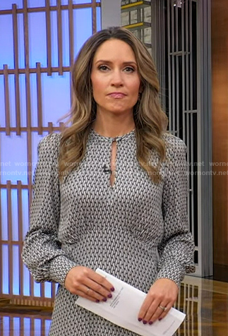Rhiannon's grey printed keyhole dress on Good Morning America