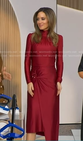 Rhiannon's red satin top and skirt on Good Morning America