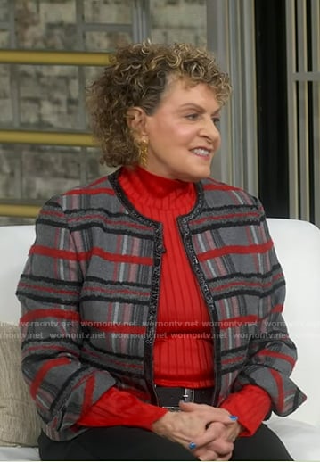 Roberta's grey plaid jacket on Good Morning America