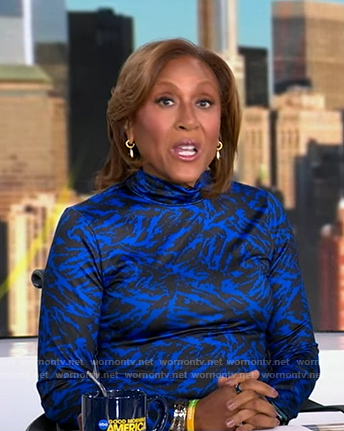 Robin's blue abstract print top on Good Morning America