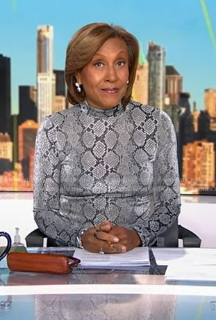 Robin's grey snakeskin print top on Good Morning America
