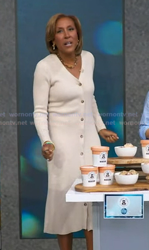 Robin's white crochet cuff cardigan dress on Good Morning America