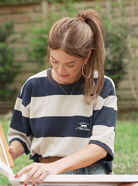 Salley's striped short sleeve sweatshirt on Southern Charm