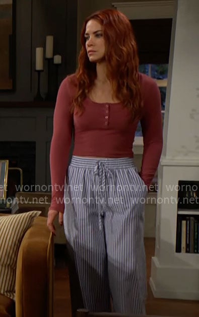 Sally's pink henley top on The Young and the Restless