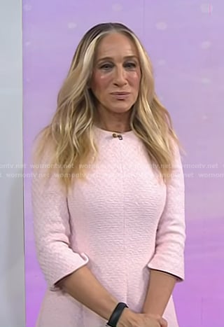 Sarah Jessica Parker's pink tweed midi dress on Today