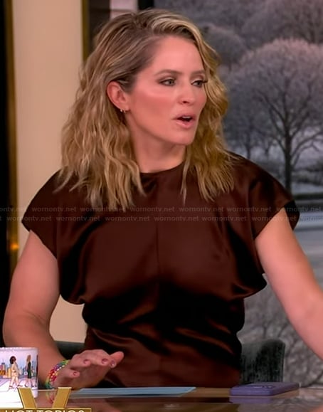 Sara's brown satin midi dress on The View
