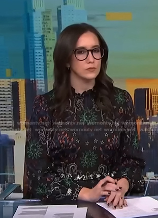 Savannah's black printed long sleeve dress on NBC News Daily