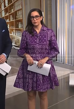 Savannah's purple paisley print shirtdress on NBC News Daily
