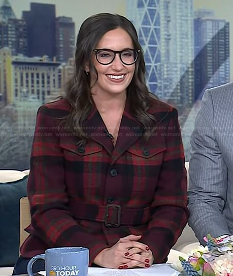 Savannah's red plaid belted blazer on Today