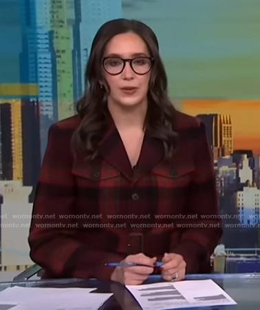 Savannah's red plaid belted jacket on NBC News Daily