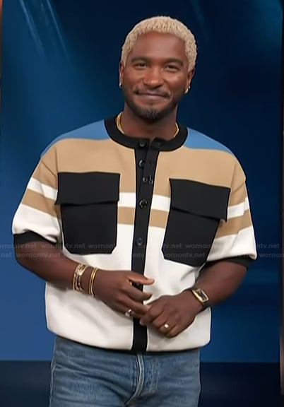 Scott's short sleeve jacket with pockets on Access Hollywood