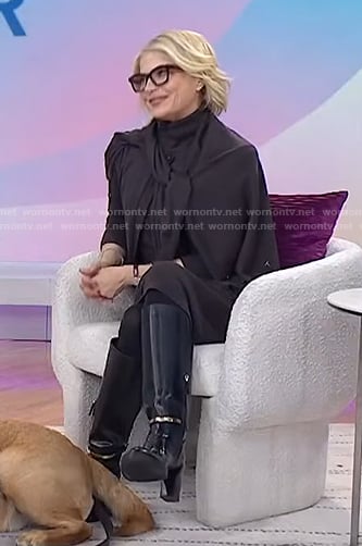 Selma Blair's brown turtlneck dress and cardigan on Today