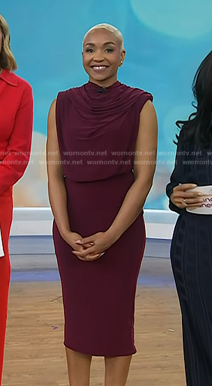 Shayna's burgundy gathered dress on Today