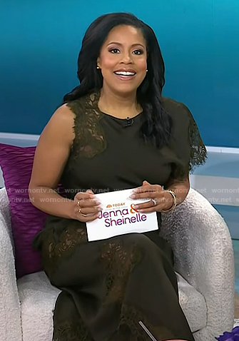 Sheinelle's army green lace dress on Today