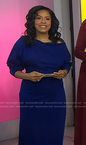 Sheinelle's blue off-shoulder dress on Today