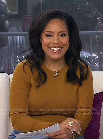 Sheinelle's mustard ribbed sweater on Today