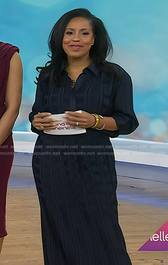 Sheinelle's navy grid check blouse and skirt on Today